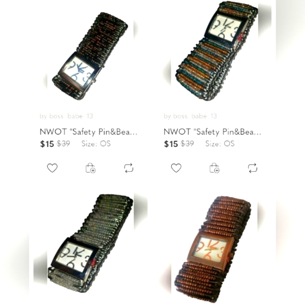 Bundle 4 Safety Pin and Bead Watches